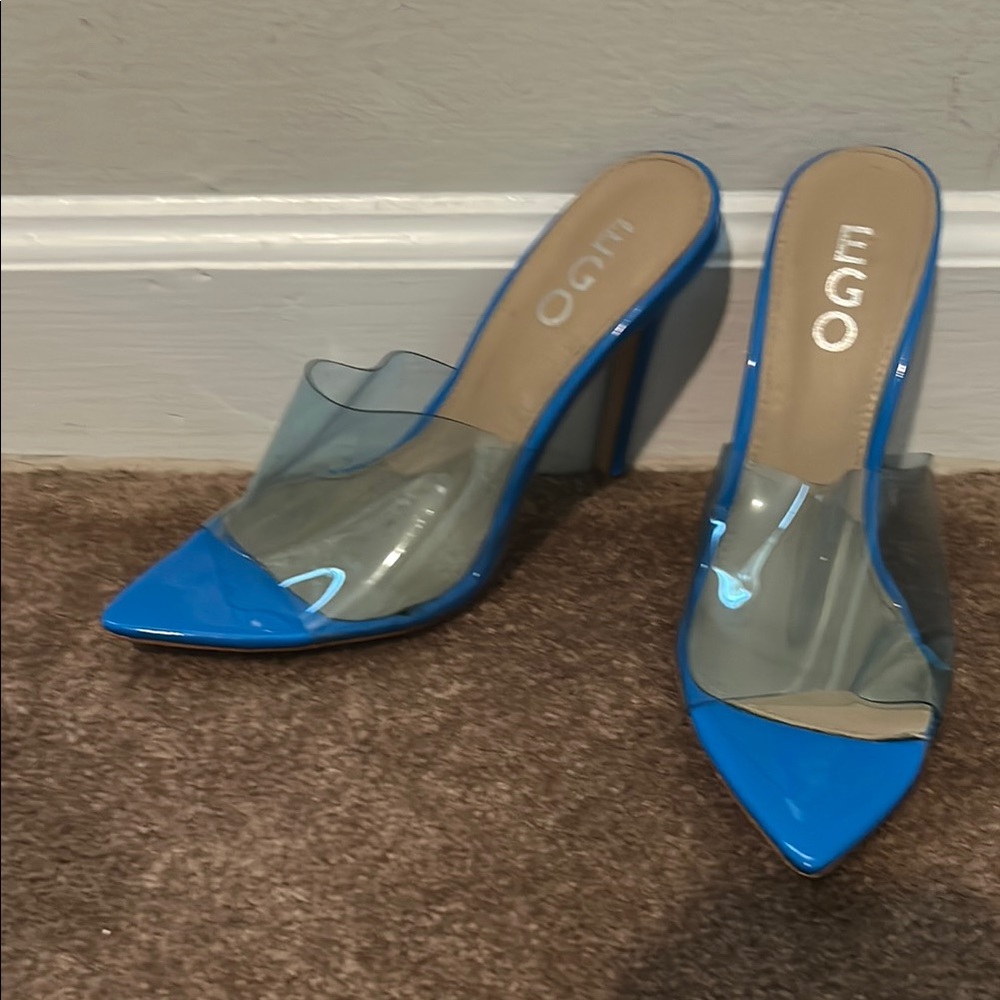 EGO Blue Heels Modern Mule Design